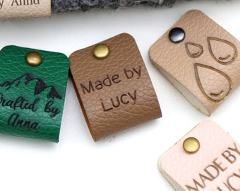 Customized Faux Leather Product Tags, Personalized Tags for Knitting and Crochet, Cute Labels for Handmade Items