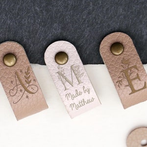 Custom Name Leather Tags，Alpahbet Leather Tgas,Knits and Crochet labels , leather labels for knitted hatsr ,labels for clothing