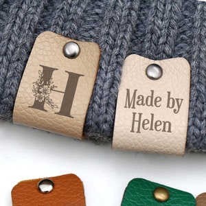 Custom Name Leather Tags, Personalzied Name TagS, Crochet labels, leather tags for knitted hats, tag for DIY leather maker, name lables