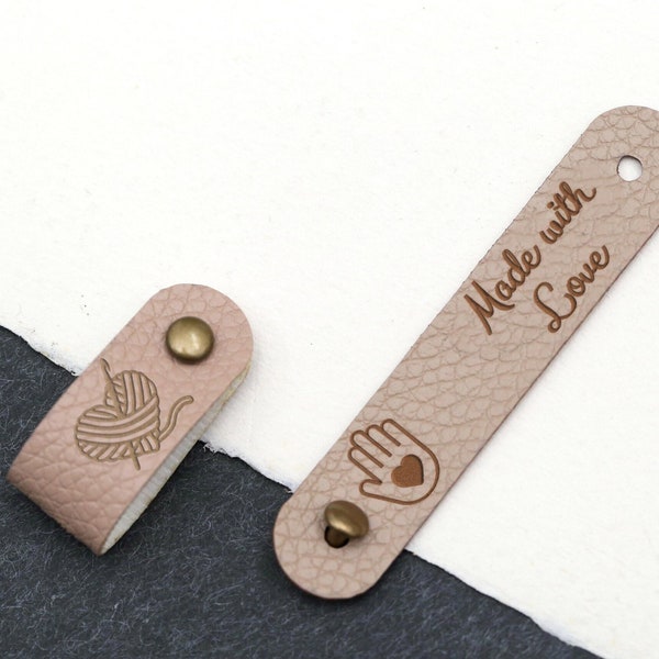 Custom Leather Tags，Knits and Crochet labels , leather labels for knitted hats, tag for DIY leather maker ,labels for clothing