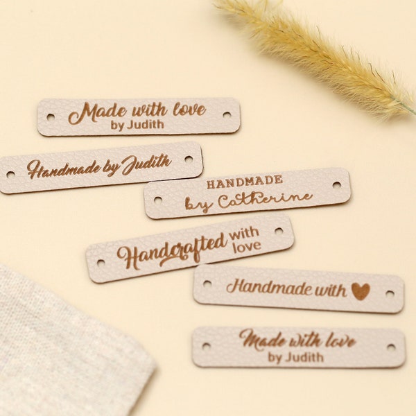 Handmade with Love Leather Tags，Knits and Crochet labels , leather labels for knitted hats, tag for DIY leather maker ,Best Gift for Knitter