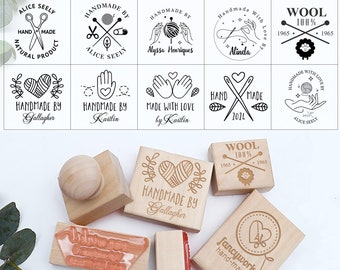 Custom Wooden Rubber Stamp,Business Logo Stamp,Personalize Address Stamp,Handmade With Love By Stamp,Custom Your Own Logo,