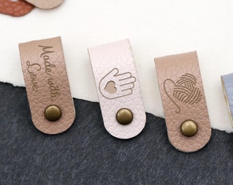 Personalized Mini Leather Tags，Knits and Crochet labels , leather labels for knitted hats, tag for DIY leather maker ,labels for clothing