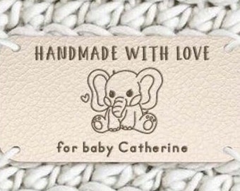 Etiquettes pour couvertures bébé personnalisées, étiquettes à coudre, de maman, cadeau fête des enfants, fait par maman, étiquettes de vêtements en cuir