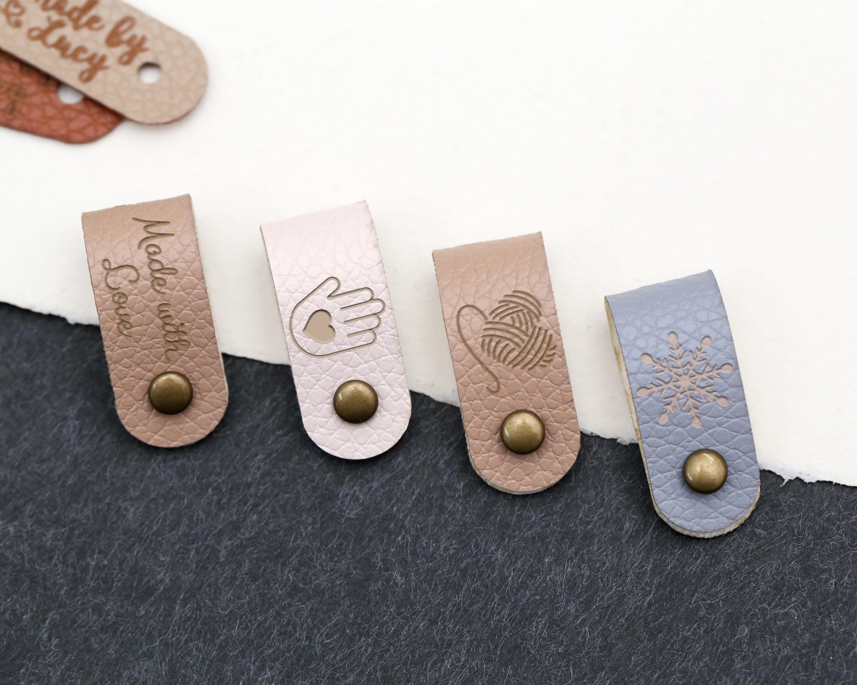 Custom Faux Leather Tags With Rivets, Personalized Labels With