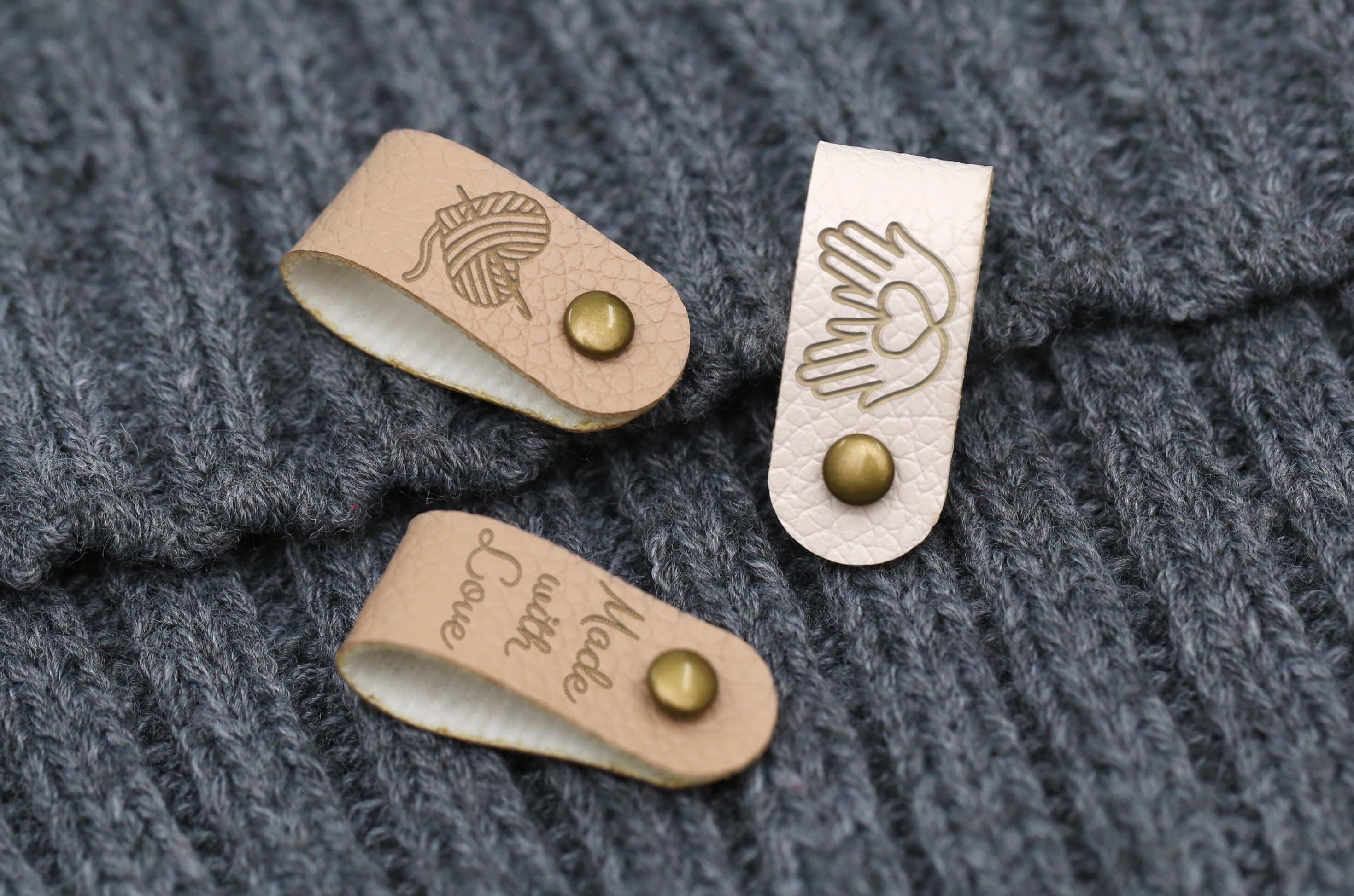 5x2cm Handmade With Love Labels Tags Leather Label For Clothing 20/50Pcs  Knitting Tags For Hats Sewing Accessories DIY