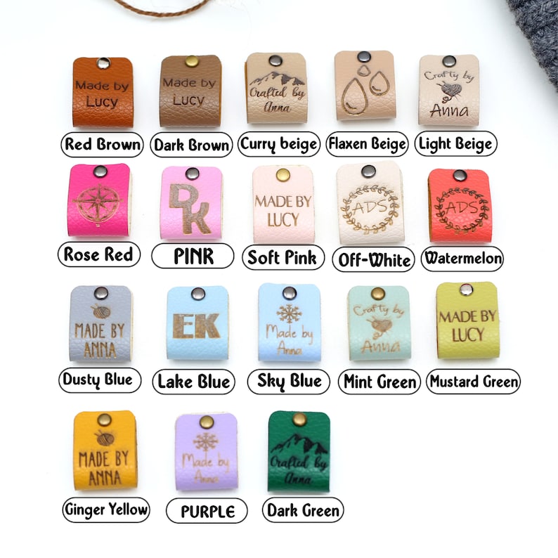 Mini étiquettes en cuir personnalisées : étiquettes pour tricots et crochet, étiquettes en cuir pour chapeaux tricotés, étiquette pour maroquinier DIY, étiquettes pour vêtements image 4