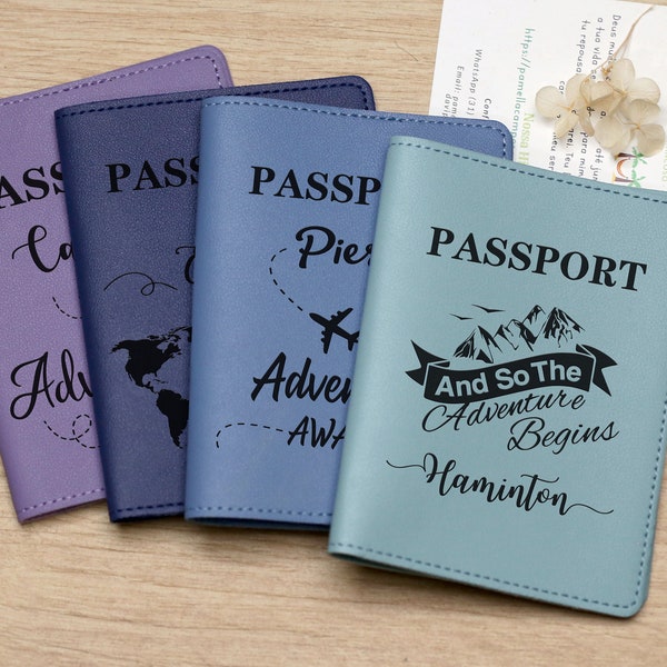 Porte passeport personnalisé, couverture de passeport en cuir personnalisée, portefeuille passeport, cadeau de voyage, cadeau de voyage, cadeau vagabond