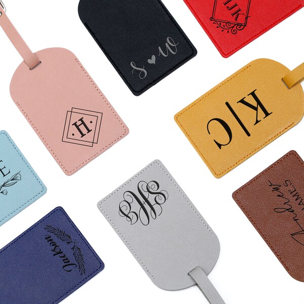 Custom Leather Travel Luggage Tags, Bridal Shower Gift, Party Favors, Custom Wedding Favors , Bridesmaid gifts,  Business Promotional Items