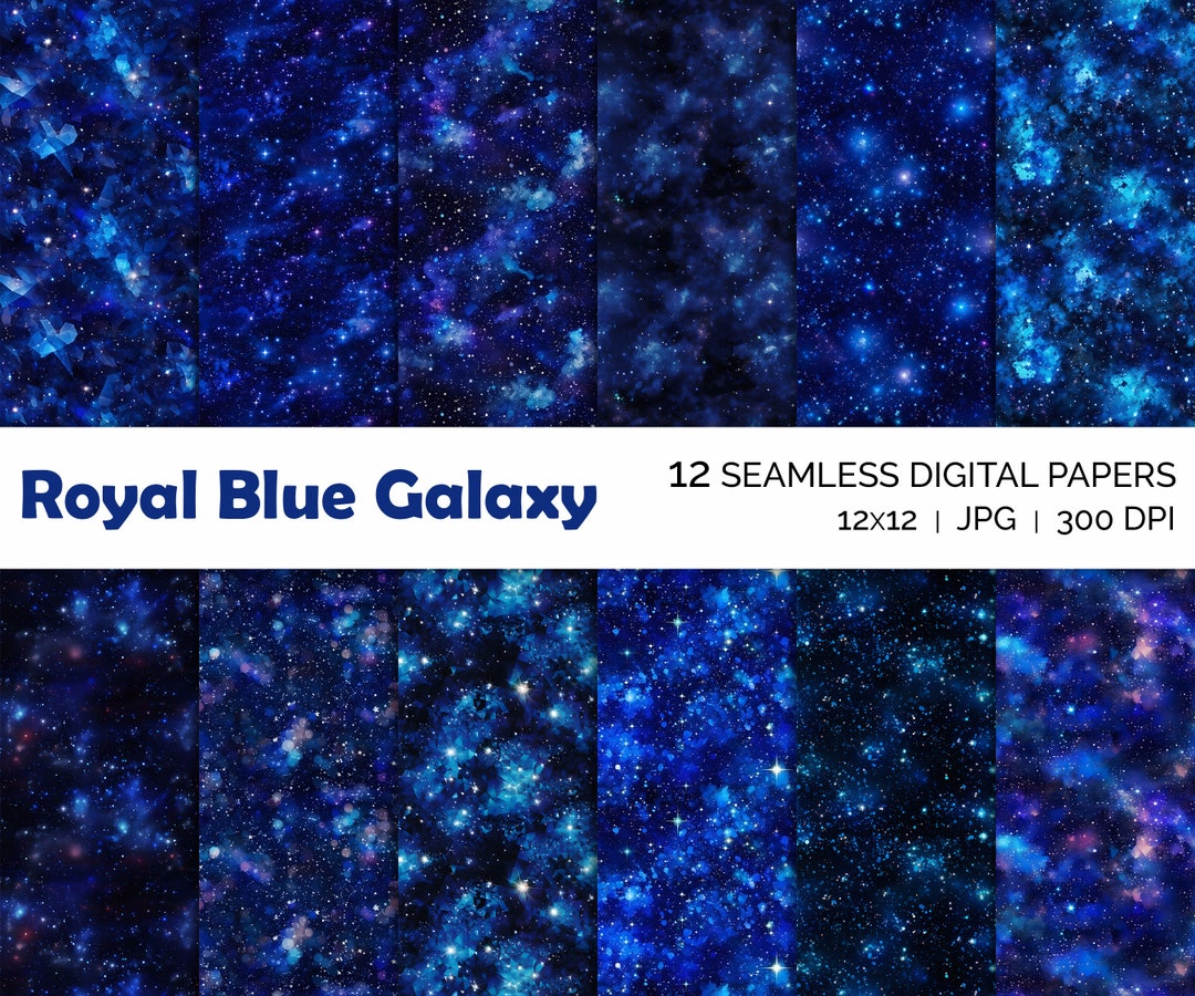 Galaxy Stars Seamless Patterns, Blue Starry Space Digital Paper ...