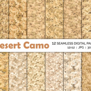 Desert Camo Seamless Patterns, Army Camouflage Sand Digital Paper, Instant Download, Printable Wallpaper Backgrounds, Scrapbook