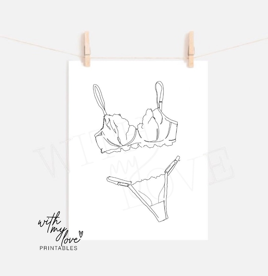 Underwear Line Drawing Line Illustration Dressing Room Wall Art