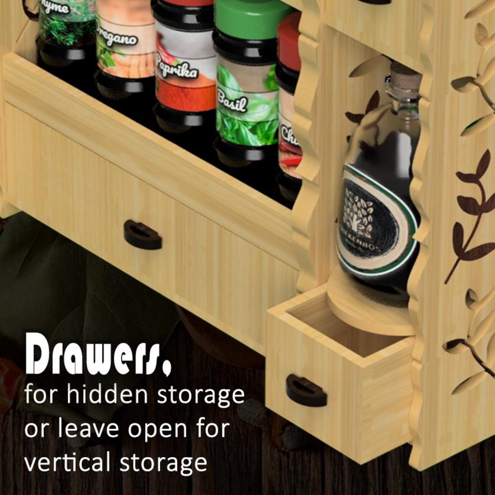 DIY Modular Laser Cut Spice Rack Plan – Expandable Kitchen Organizer ...