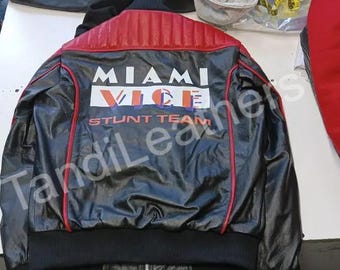 Handmade Ryan Gosling The Fall Guy Miami Vice Stunt Team Bomber Real Leather Jacket - Premium Quality | Halloween Gift |  Men Leather Jacket