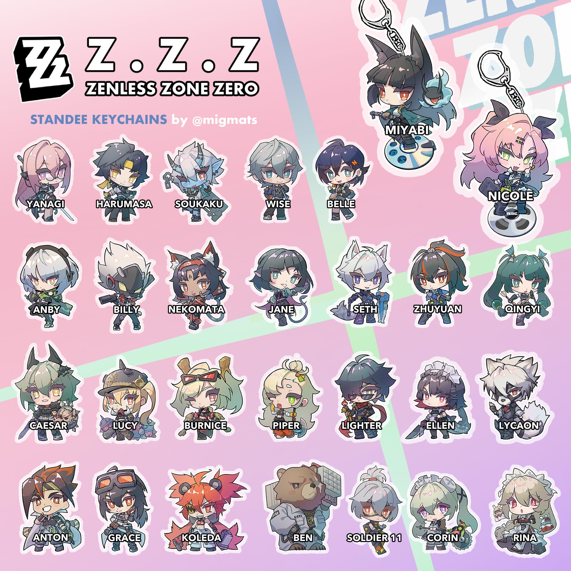 Zenless Zone Zero - Acrylic Keychains - All Characters ZZZ