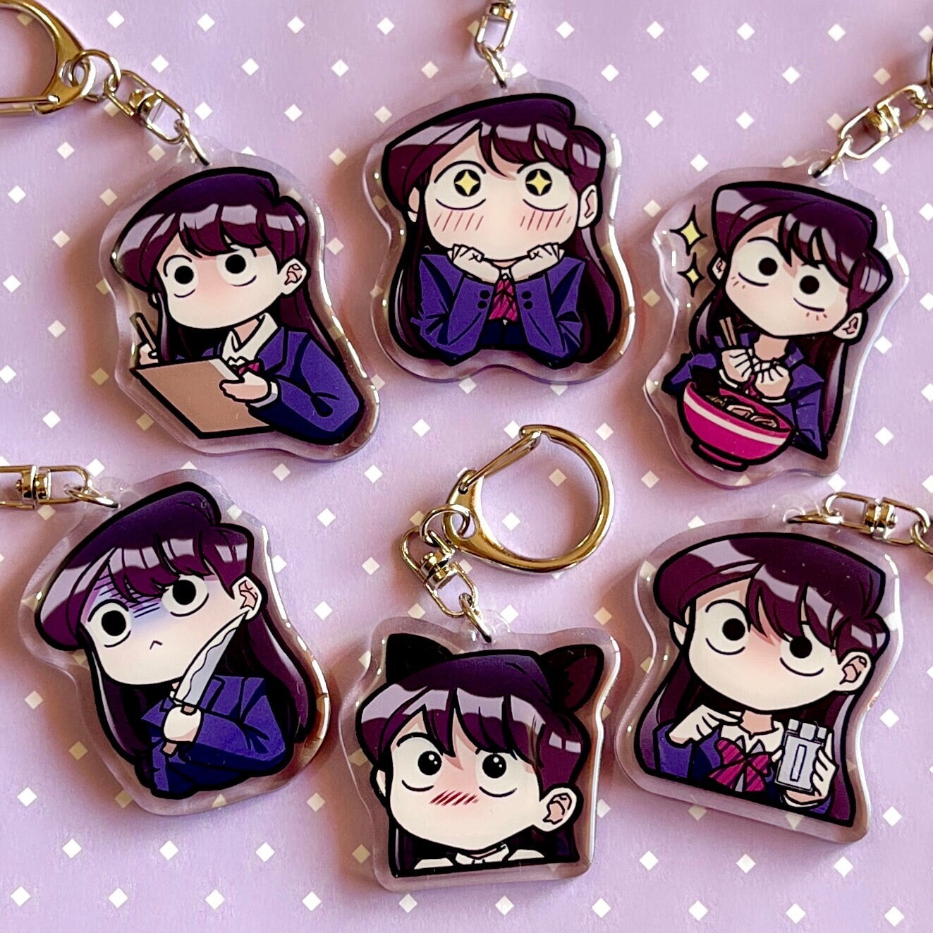 Anime Keychain Komi Can't Communicate Komi Shoko Keyring Hanging Accessories