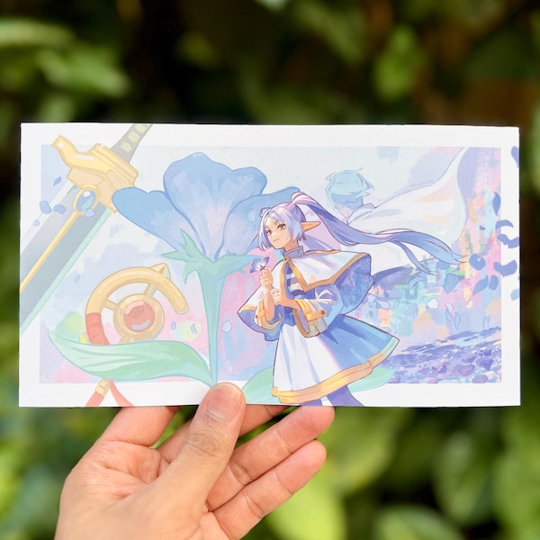 Frieren & Himmel print met blauwe maanbloemen