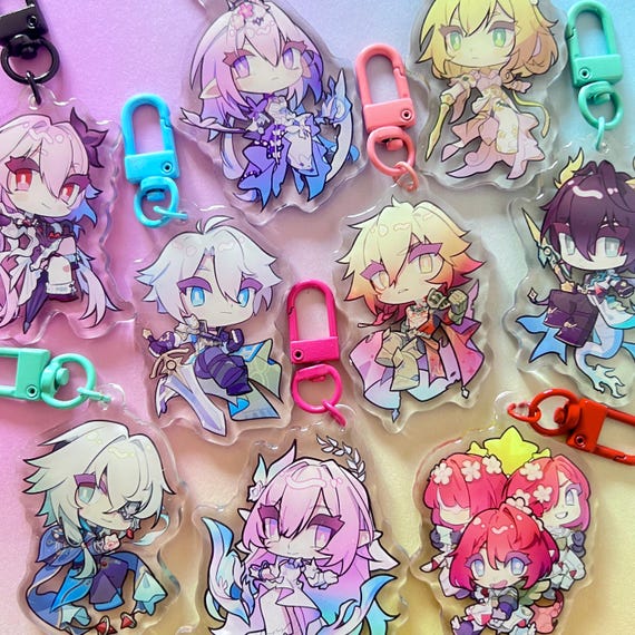 Honkai Star Rail Amphoreus Charms - Aglaea, Anaxa, Castorice, Cyrene, Dan Heng, Evernight, Mydei, Phainon, Tribbie - Acrylic Keychains