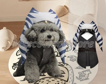 Halloween Cute Ahsoka Pet Cosplay Costume with Hat, Dog & Cat Handmade Pet Cloth, Pet Love Birthday Gifts