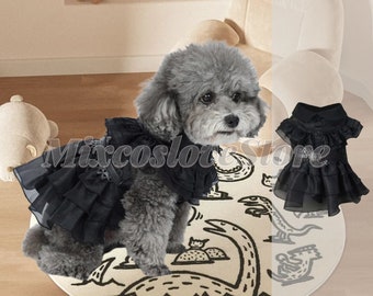 Déguisement mignon de cosplay pour animal de compagnie du mercredi d'Halloween, robe pour animal de compagnie du mercredi, chiffon fait main pour animal de compagnie pour chien et chat, cadeaux d'anniversaire pour l'amour d'un animal de compagnie