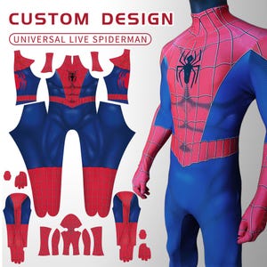 Servizio di commissione per costumi cosplay personalizzati, cosplay universale live di Spider-Man, tuta intera con copricapo, fan di Spider-Men immagine 1