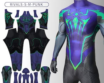 Rival Punk Spiderman Costume, Custom Bodysuit with Mask,Cosplay Costumes Purple Spider-Man Jumpsuit