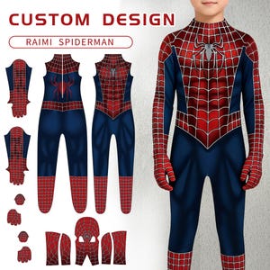 Aangepast Raimi Spider-Man-cosplaykostuum, gepersonaliseerde bodysuit, kinderkostuums