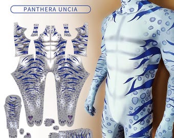 Costume da leopardo delle nevi albino, tuta da uomo - tuta intera con zampe attaccate, costume da cosplay anime, animali, tuta da cosplay
