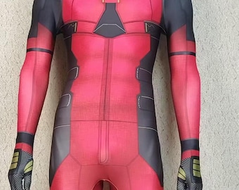 Personalized Deadpool Cosplay Bodysuit - Red Jumpsuit Party Costume