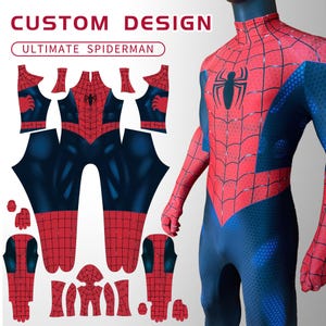 カスタムスパイダーパンクコスプレコスチューム、青いボディスーツと