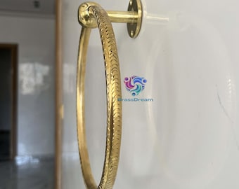Anneau porte-serviettes en laiton - Porte-serviettes mural solide fait main