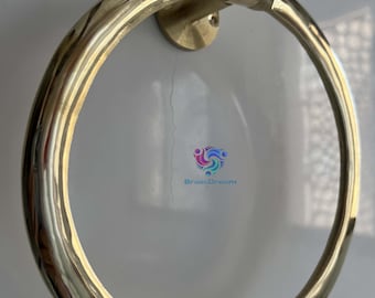 Anneau porte-serviettes pour salle de bain - Porte-serviettes mural en laiton massif poli ou non laqué, décoration de salle de bain marocaine