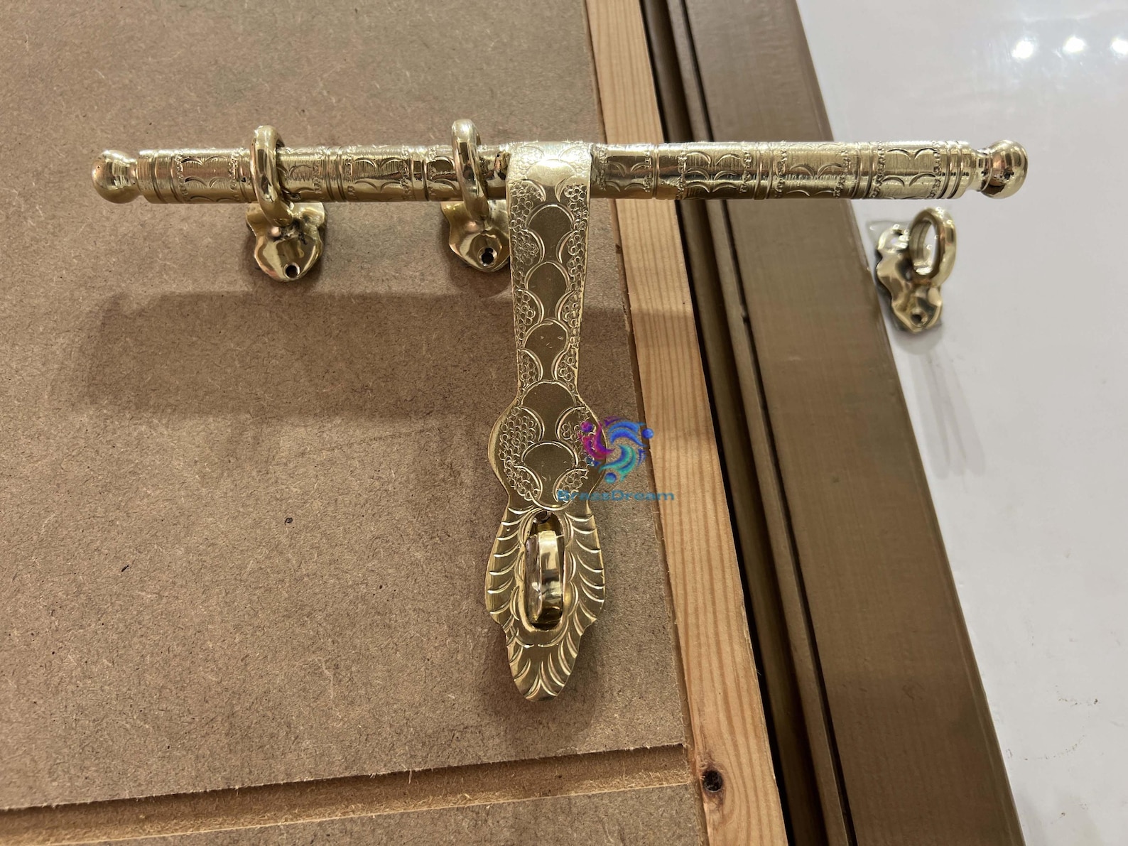 Solid Brass Door Latch | Moroccan Vintage Door Lock Bar | Engraved ...