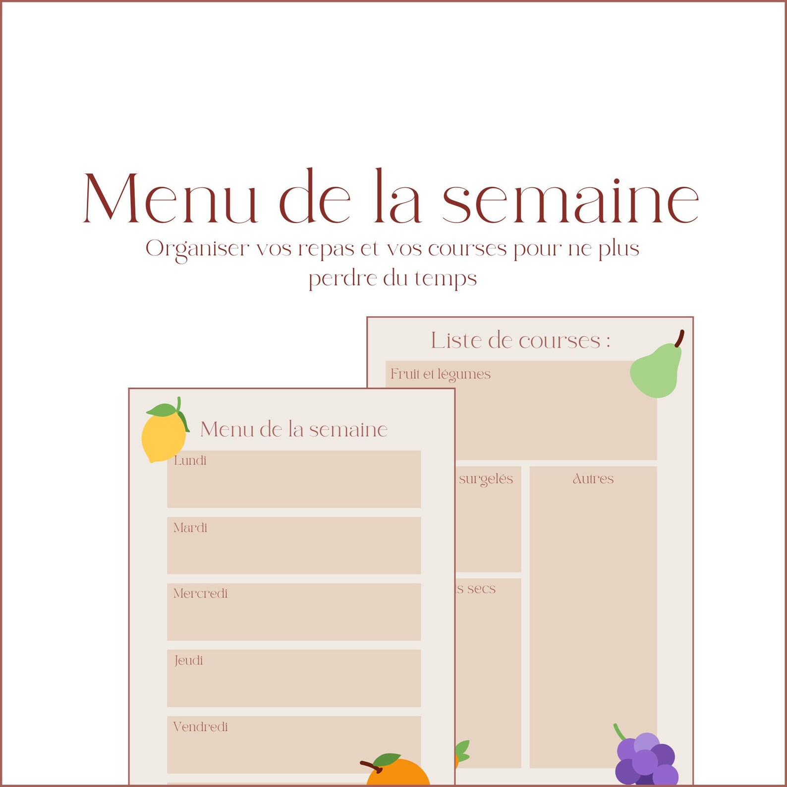 Menu de la semaine et liste de courses Etsy France