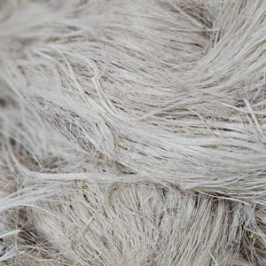 K&ouml;nnte beinhalten: Nahaufnahme eines B&uuml;ndels nat&uuml;rlicher, ungef&auml;rbter Hanffasern. Die Fasern sind hellbeige und haben ein raues, strukturiertes Aussehen. Das Bild hebt die rohe, organische Qualit&auml;t des Materials hervor, das sich f&uuml;r Bastel- oder Textilprojekte eignet.