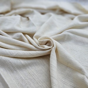 Handwoven Eri & Tencel Scarf | Soft Beige, Subtle Stripes | Vegan Silk | Sustainable, Ethical, Lightweight Wrap