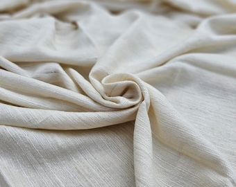 Handwoven Eri & Tencel Scarf | Soft Beige, Subtle Stripes | Vegan Silk | Sustainable, Ethical, Lightweight Wrap