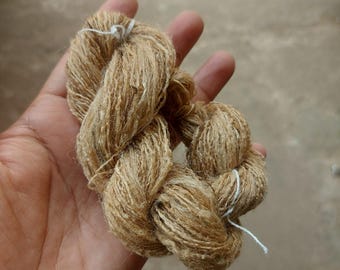 Fine Tussar Ghicha Silk Handspun Yarn: Golden Lace Weight AHIMSA Silk