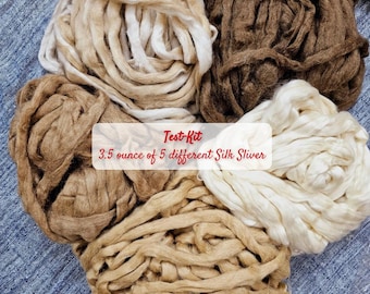 Silk Fiber Sliver Sample Pack: 5 Unique Natural Varieties
