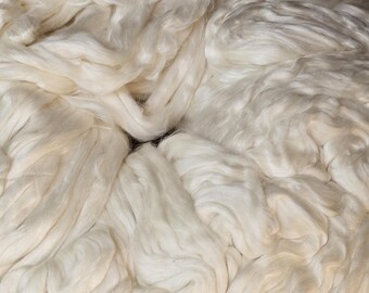 White Eri Silk Sliver: Natural Peace Fiber for Spinning & Felting