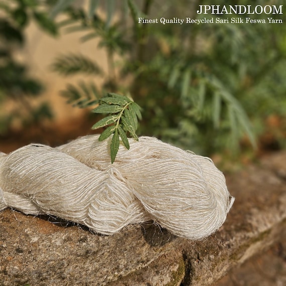 Fine Mulberry Handspun Feswa Silk Yarn-Recycled Sari Silk Dyeable, Natural Undyed, Soft, Sustainable Fiber