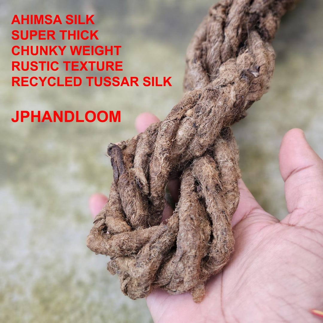 Rustic Fiber Jumbo Recycled Tussar Silk Yarn, Handspun Rustic Fiber, 1cm Thick - Etsy