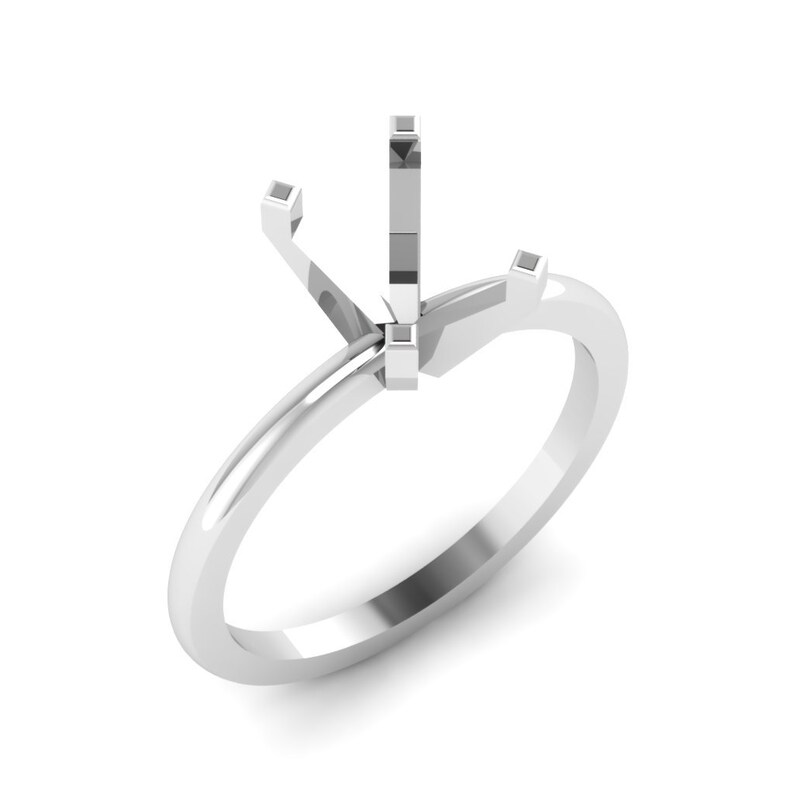 18K Yellow Gold Ring Setting Plain Solitare Semi Mount Diamond