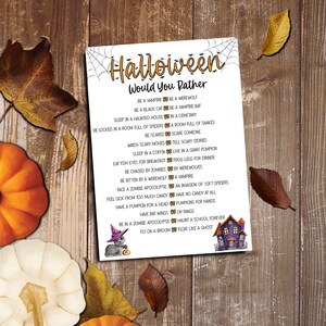 Halloween ¿Preferirías un juego para niños? Juego de Fiesta Infantil Imprimible. Actividades de otoño. Juegos de truco o trato. Descarga instantánea B100