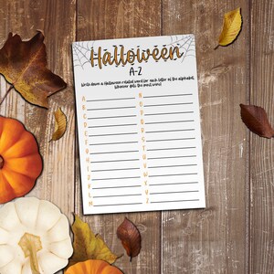 Halloween A-Z Game for Kids. Printable Children&#39;s Party Game. Fall Activities. Trick or Treat Games. Instant Download. B100