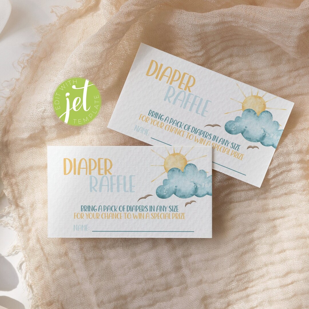 Nappy Raffle Highlander Here Comes the Son Diaper Raffle Card. Retro Baby Shower Game for Boy ...