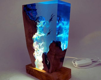 Sea World Diving Cave Exploration Resin Night Light