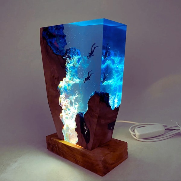 Sea World Diving Cave Exploration Resin Night Light