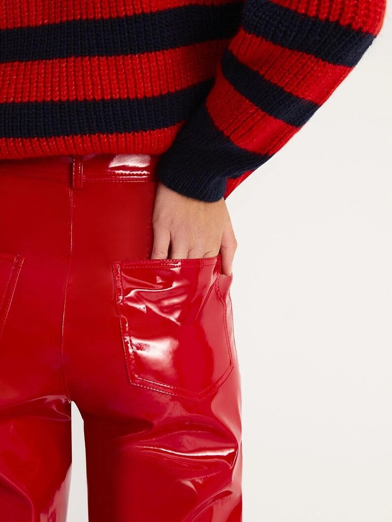 Faux Patent Leather Pants Womens Pants Shiny Leather Pants Etsy