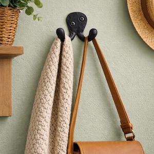 Hand Forged Wrought Iron Double Hook – Black Painted Finish